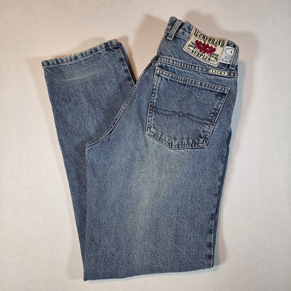 Vintage USA Made Lucky Brand Relaxed Fit Zipper Fly 100%‎ Cotton Size 32 Style 1